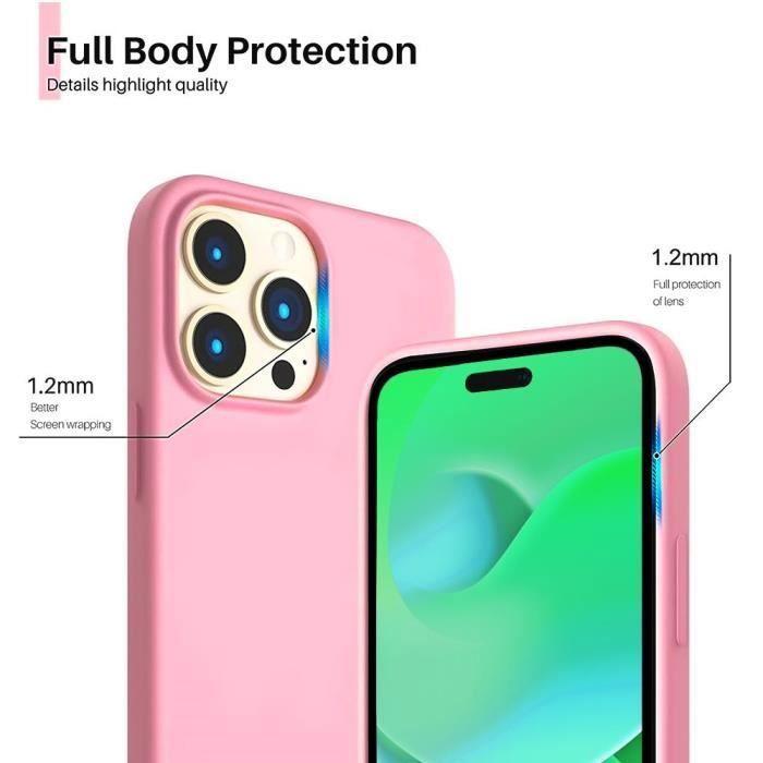 Coque de Protection - E.F.CONNECTION - pour iPhone 14 Pro Max - Rose Mat - Souple - Antichoc