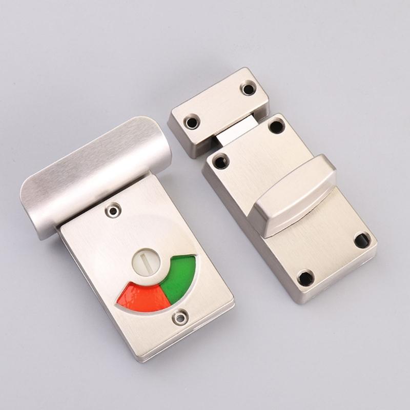 Public Privacy Lock with Indicator Quiet Sliding Bolt Lock For Toilet Partition Door Zincs Alloy Bathroom Security Lock