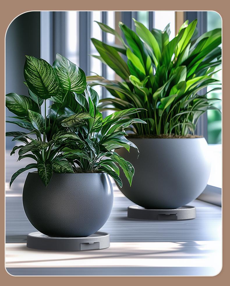 Large Movable Flower Pot Tray with Universal Wheels & Water Collection, Thick Plastic
