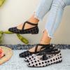 Mesh Breathable Polka Dot Single Shoes Women Embossed Hollow Out Round Toe Flat Bottom Slip-On Ballet Casual Loafers