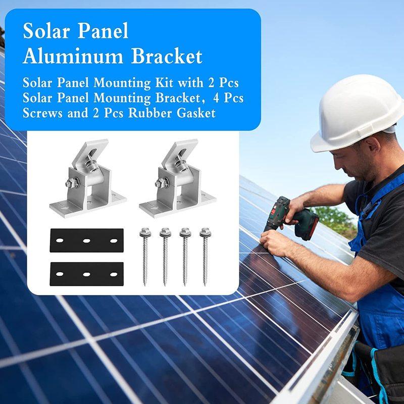 Adjustable Solar Panel Mounting Bracket Kits RV Motorhome Roof Rotatable Elevation Angle Aluminum Alloy Support Mounting Set