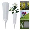 Flower Pot Decoration White Vase Cemetery Flower Memorial Floral Vase With Stake Plastic In Ground Cemetery Home Decorations