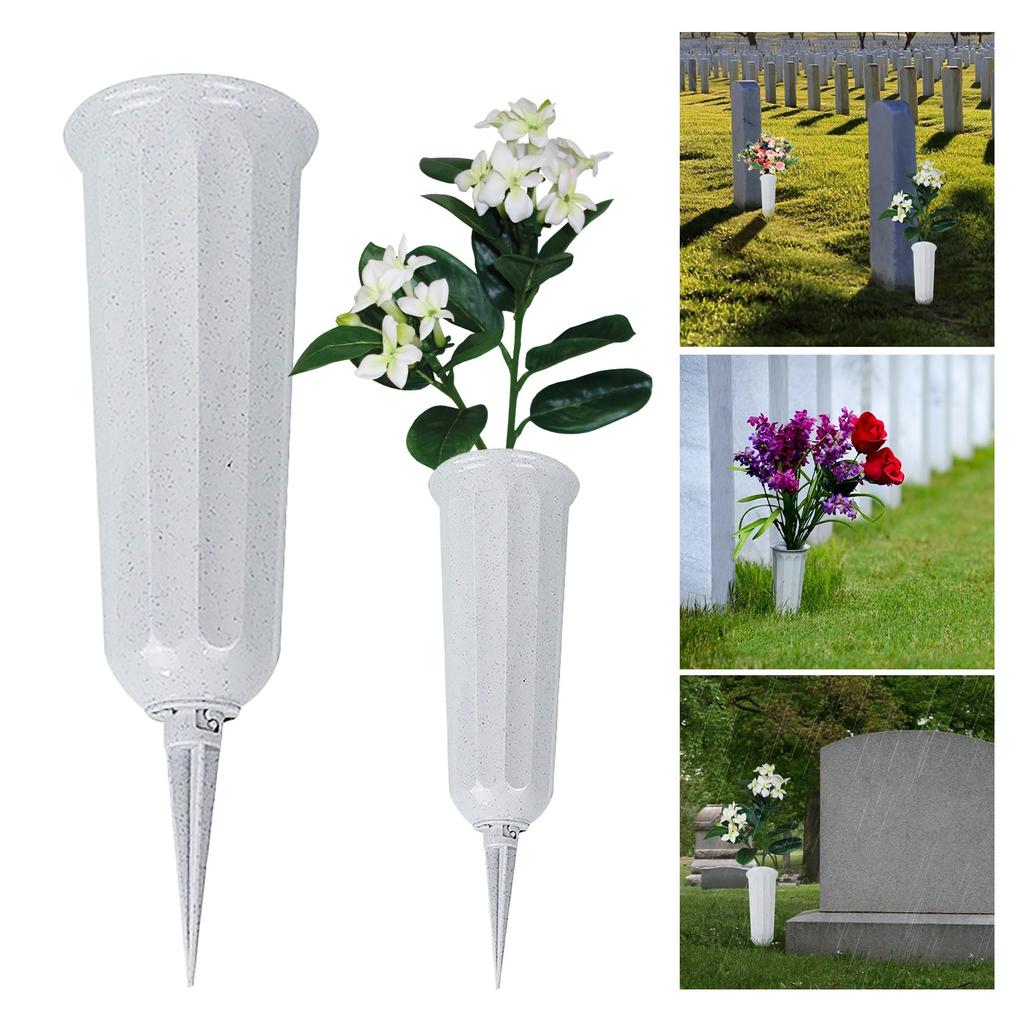 Flower Pot Decoration White Vase Cemetery Flower Memorial Floral Vase With Stake Plastic In Ground Cemetery Home Decorations