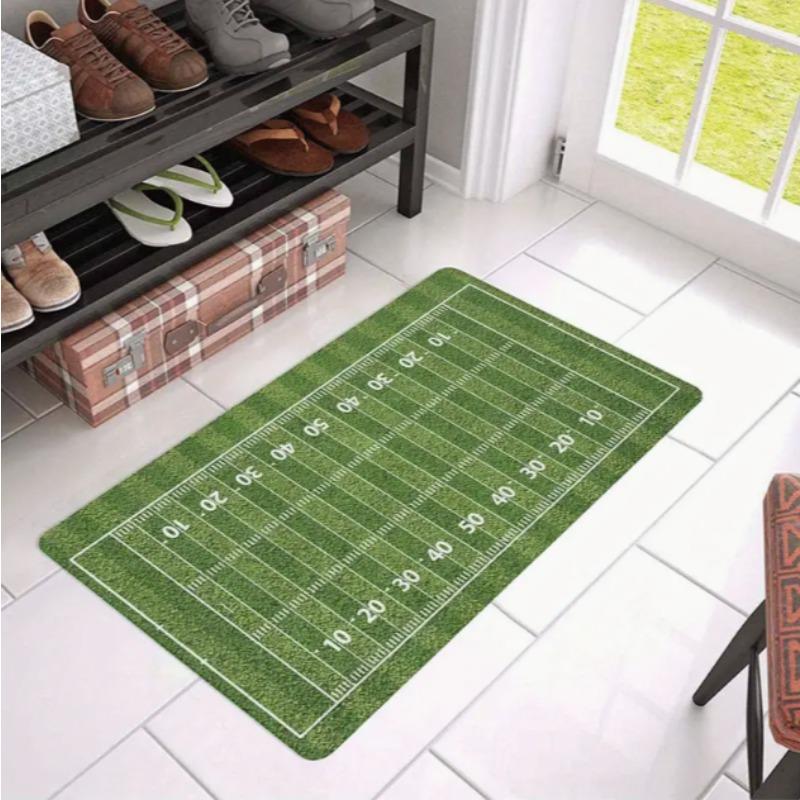 A Flannel Door Mat with A Football Field Pattern Rooms Front Doors Bedrooms Kitchens Corridors Laundry Rooms Interior Floor Ma