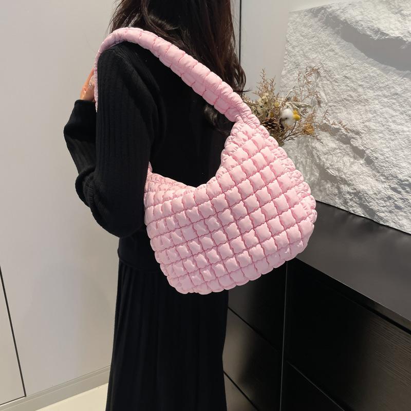 Fashion Pleated Cloud Bag 2025 New Casual Bubble Down Bag Shoulder Messenger Bag Underarm Dumpling Bag