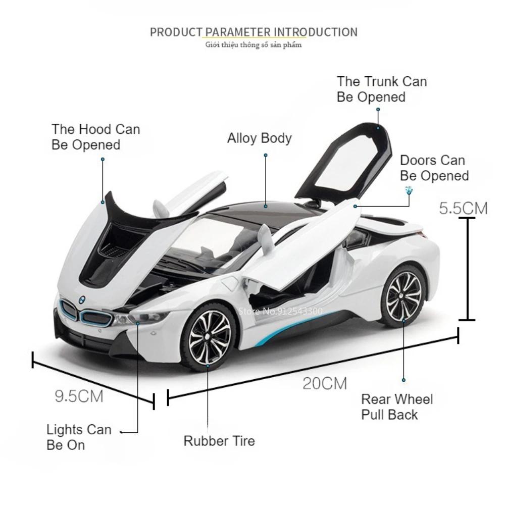 1:22 Z4 i8 Roadster Model Toy Car Wheel Steering Music Light Pull Back Shock Absorption Sports Cars Models Hobby Ornaments