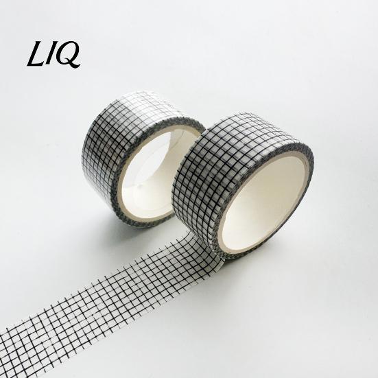 Vielseitiges Design Washi Tape Schwarz Weiß Gitterband, Karomuster Dekoratives Abdeckband Mattierte Textur für Kunst, DIY-Basteln, Notizbücher, Planer,