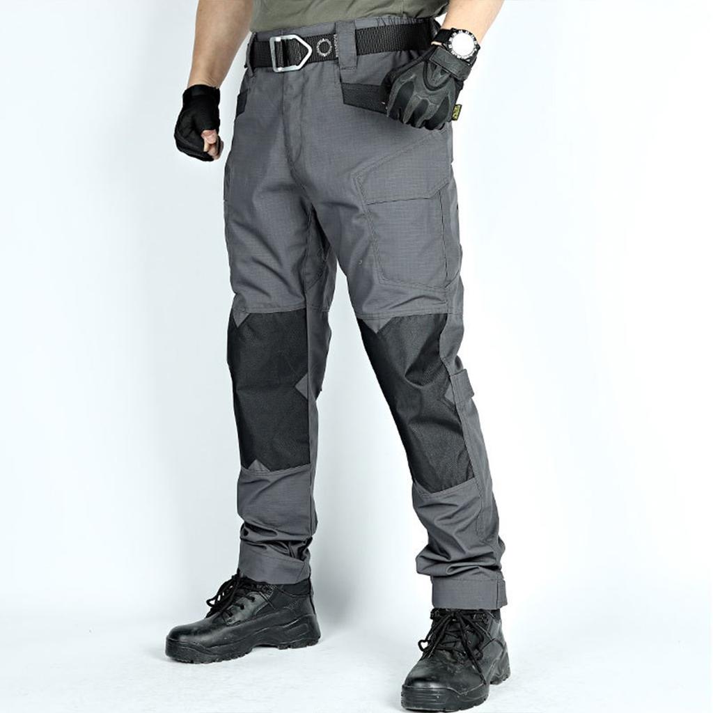 Men's Solid Color Camouflage Multi-Pocket Cargo Pants Men's Outdoor Rip Resistant Cargo Pants