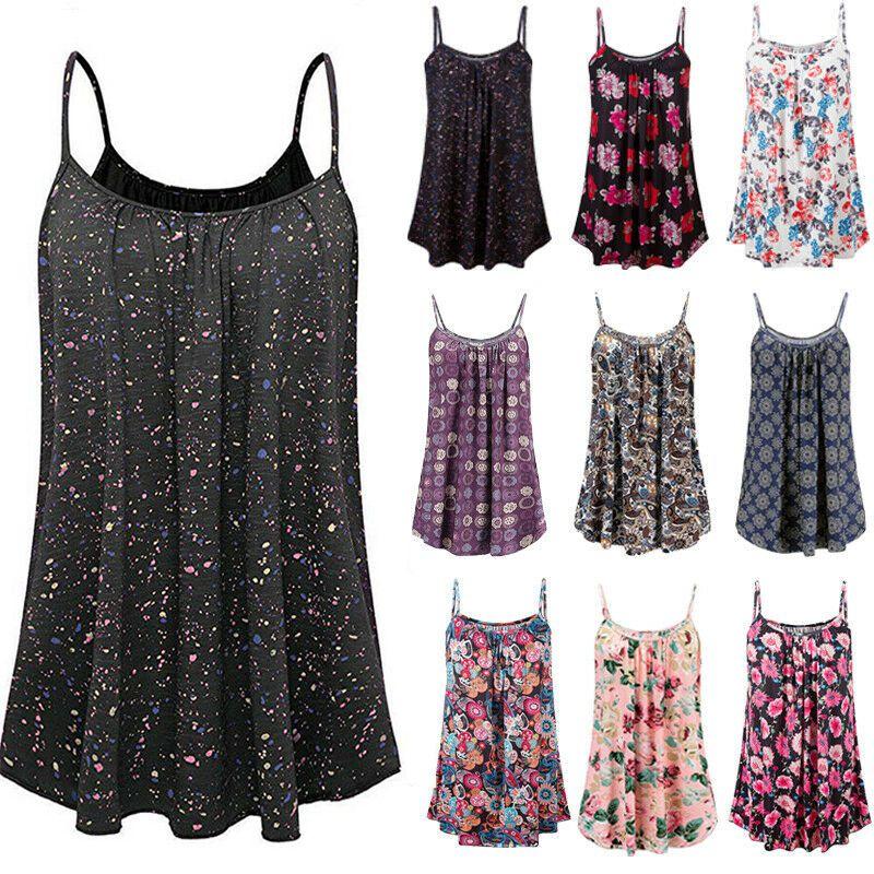 Elegant Women's Summer Strappy Tops Cami Dress In Floral Print For Beach Outings
