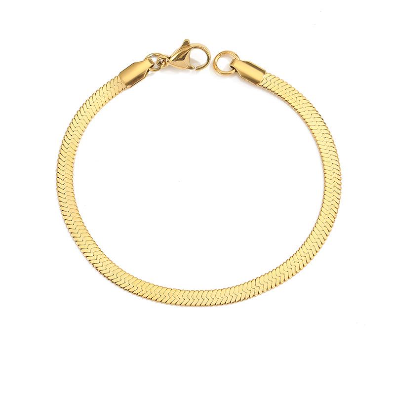 eManco Women's Stainless Steel Snake Chain Bracelet - Thin, Versatile, Flat Style, Perfect for Couples