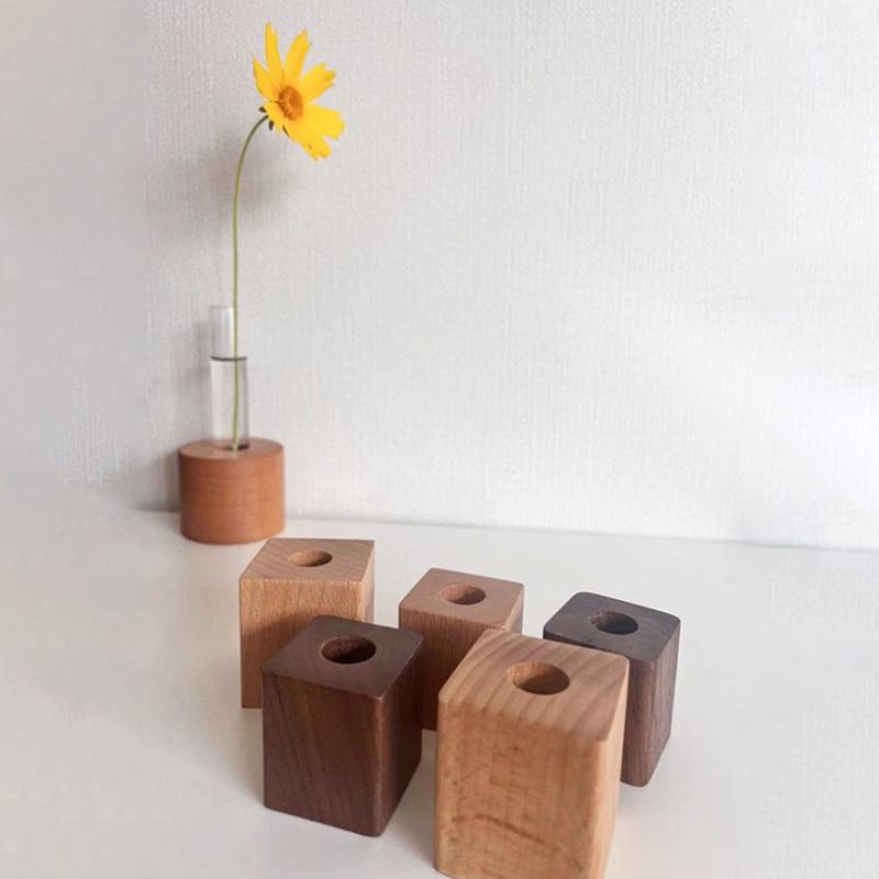 1pc Walnut Wood Beech Pen Holder Pen Container For Desk Stationery Storage Creative Square Shape Pen Hole Pencil Slot Pencil Stand