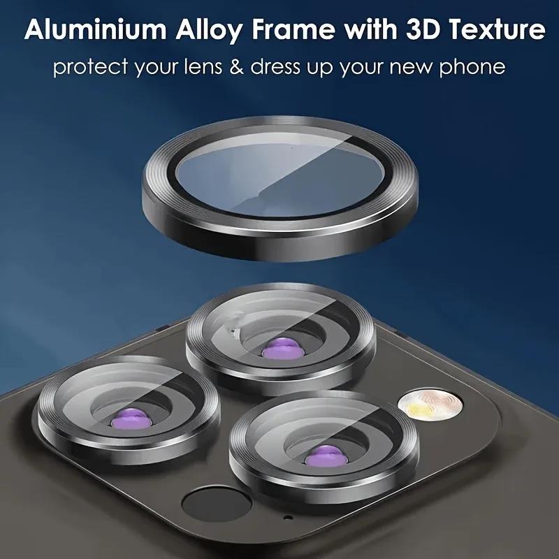 Metal Alloy Ring HD Clear Tempered Glass Camera Protectors for IPhone Duo Ultra 18 Fold 17 16 15 14 Pro Max Lens Film Full Cover 4