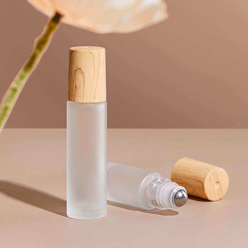 1/2/3/5/10Ml Cosmetic Container Roll On Glass Bottles For Essential Oil Empty Perfume Bottle Refillable Container With Wood Lid