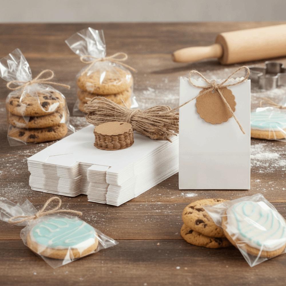 Refilling Kraft Paper Cookie Bag with Rope Tag Birthday Party Favors Box Food Packaging Bag Gift