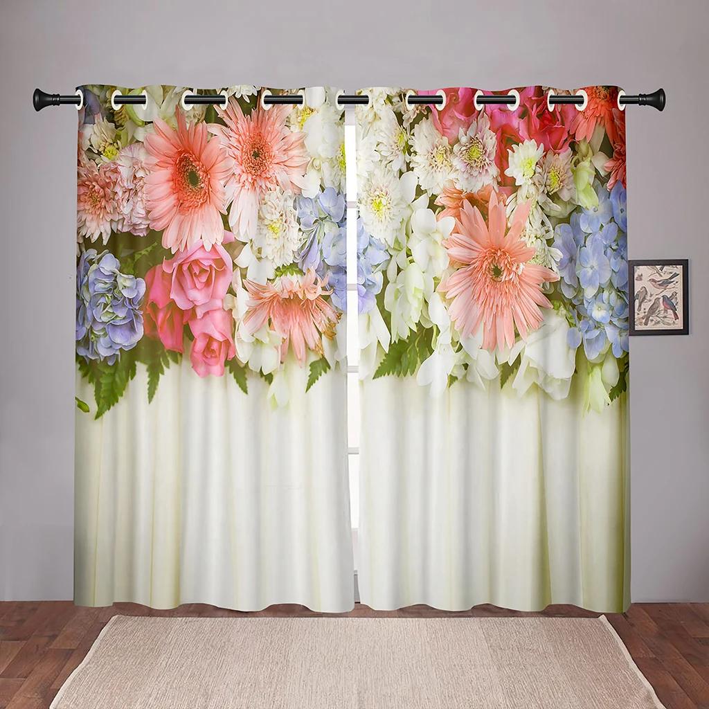 New Colorful Flawer Floral Girl Blackout Window Curtains for Kids Bedroom Living Room Bathroom Kicthen Door Home High Shading