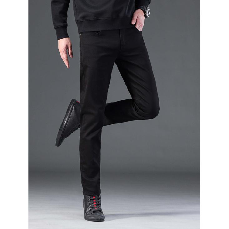 Black Jeans Men'S Spring And Summer Straight Leg Slim Fit Elastic Men'S Pants