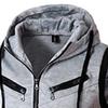 Fashion Men Sleeveless Zipper Hooded Vest Casual Top for Fitness Gym Sports