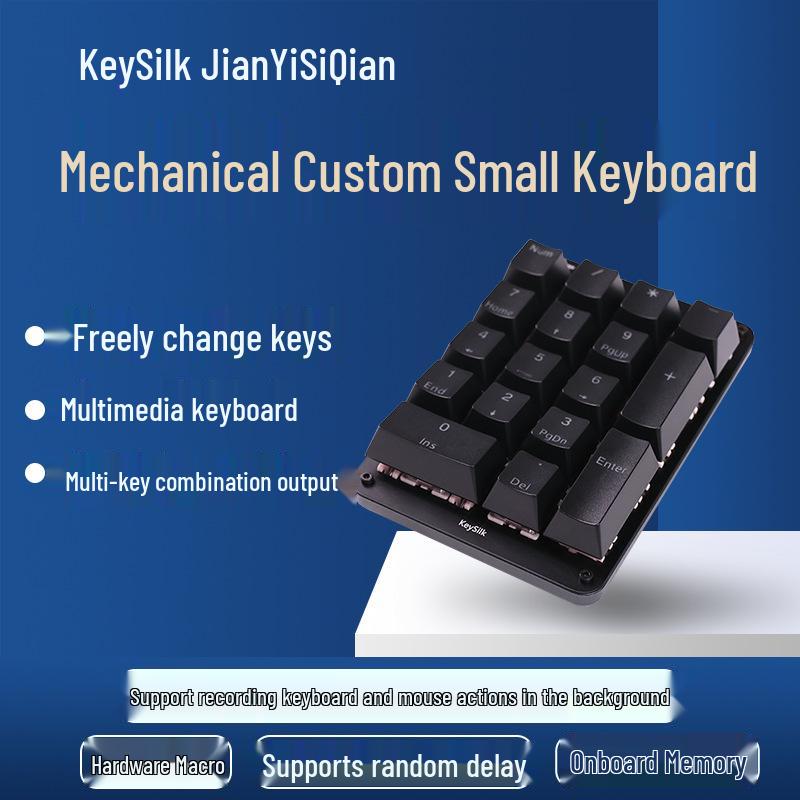 

Wireless Bluetooth Mechanical 17-Key Numeric Keyboard for Cashiers & Accountants with Custom Macro Shortcut Keys Blue Switch - White Wired