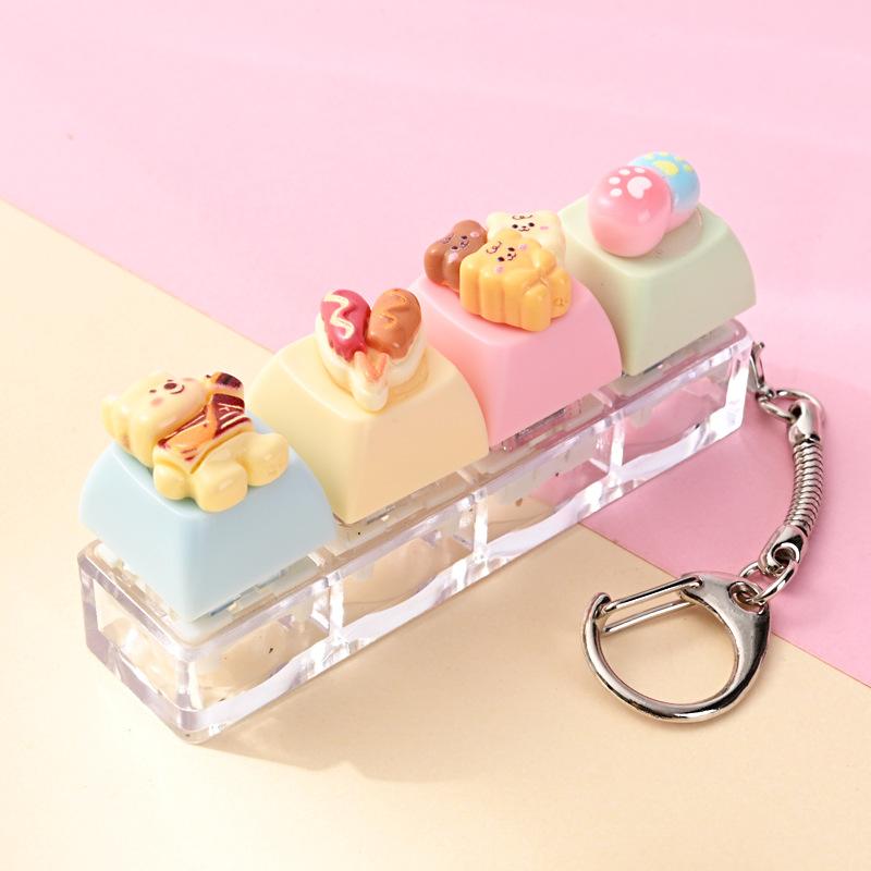 5/10Pcs Dessert Keycap Fidget Keychain Stress Relief Pendant Xmas Birthday Valentine Office Friend Party Gift Charm