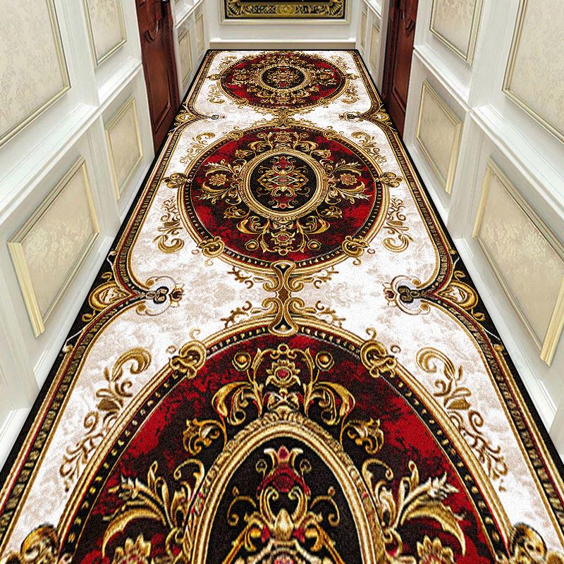 Gorgeous Retro European Long Corridor Carpet Hall Runner Decor Non-slip Washable Stairway Rugs Home Aisle Floor Mat Customizable