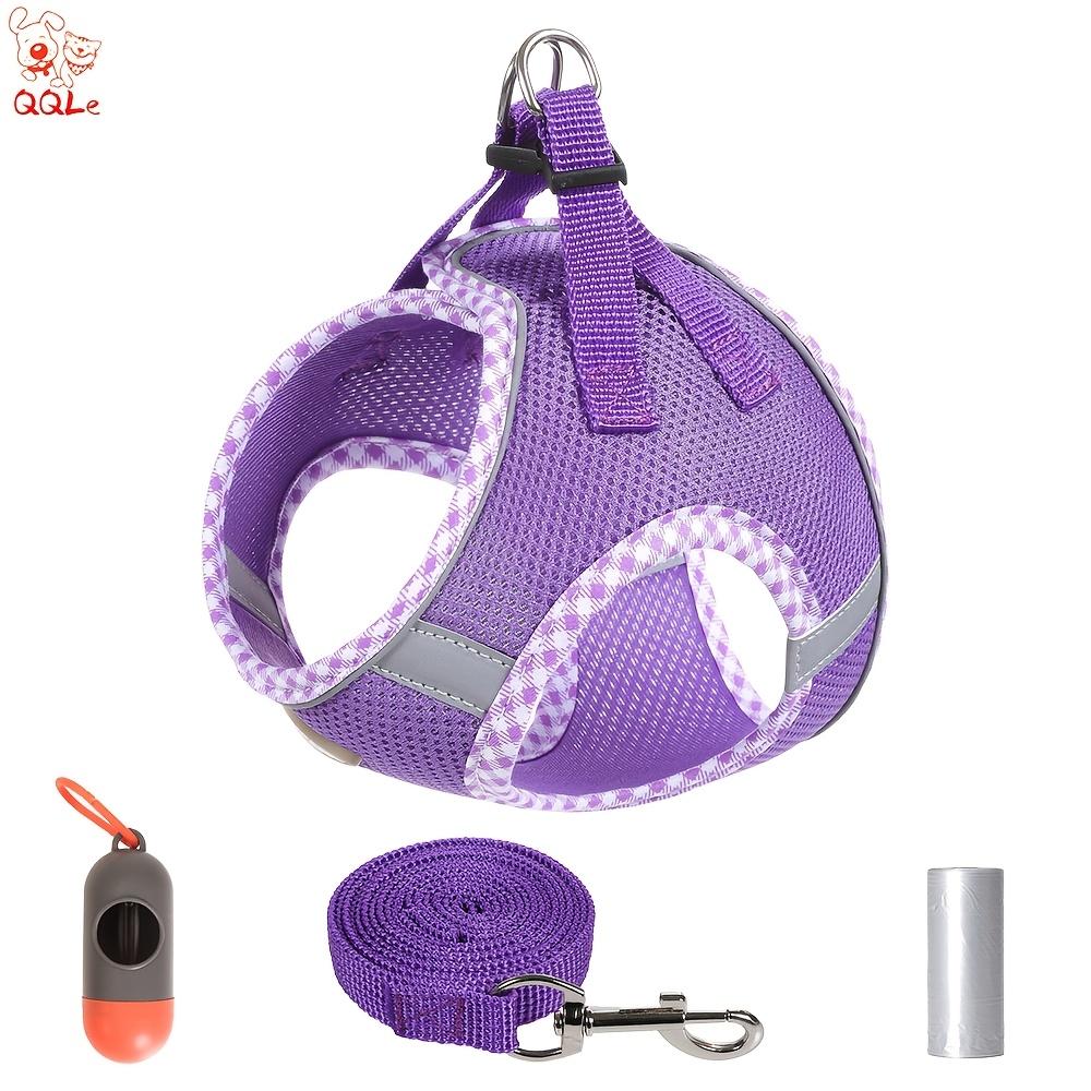 

Qqle 4-Piece Reflective No-Pull Dog Harness and Leash Set with Waste Bag and Dispenser - Thin and Soft Mesh Adjustable Vest S фіолетовий