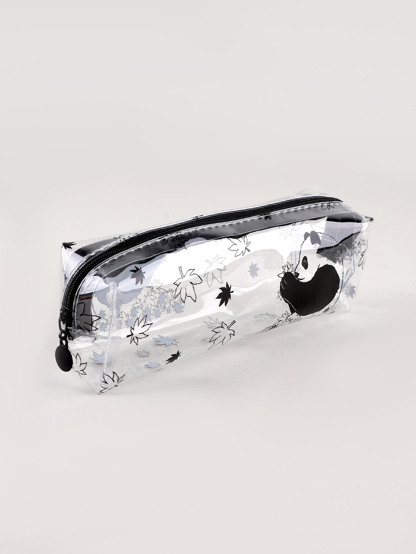 Clear Panda Waterproof Pencil Case Back-To-School Pencil Pouch School Office Supplies Pencil Case Kawaii Stationery Pencil Case