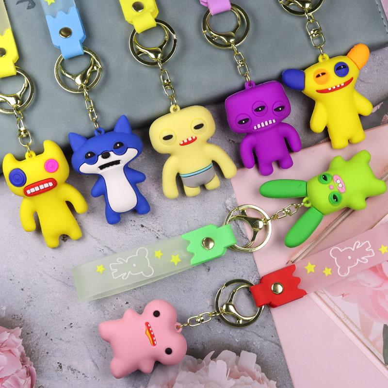 Ugly Cute Funny Tooth Monster Keychain Plush Doll Creative Backpack Pendant Ornament Lovely Small Figure Toy