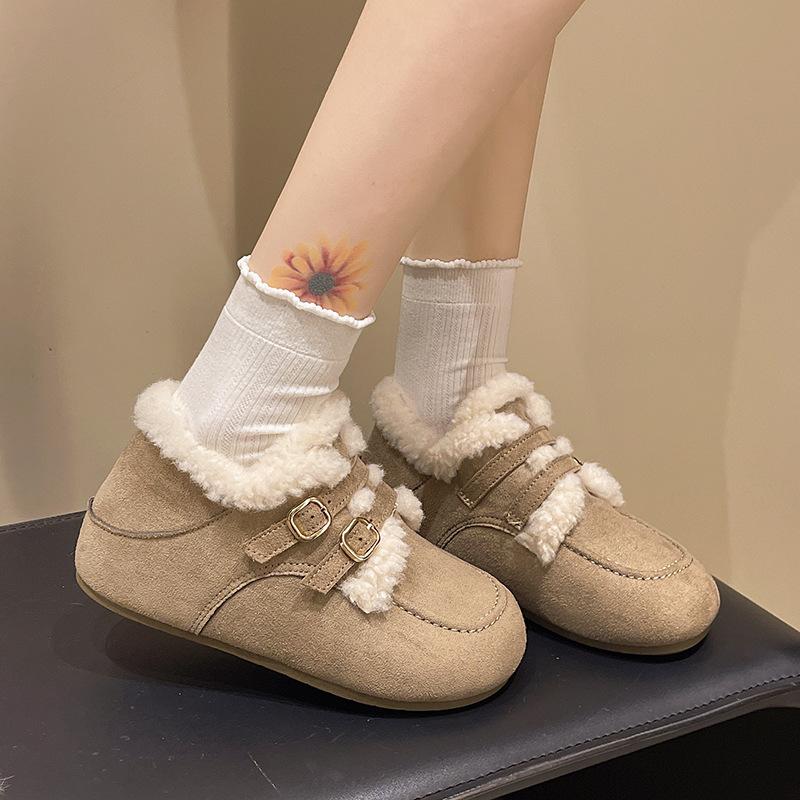 Women's Fur One Thick Bottom Heightening Winter Lightweight Padded Warm Snow Boots Non-slip Wear Casual Sneakers Cotton Boots