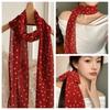New Red Color Korean Style Scarf Polka Dot Pattern Trendy Long Scarf Polka Dot Scarf Women Fashion