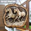 2D Flat Animal Wooden Ornament Rustic Horse Bird In Tree Door Welcome Sign for Farmhouse Entryway Patio Living Room Office Decor