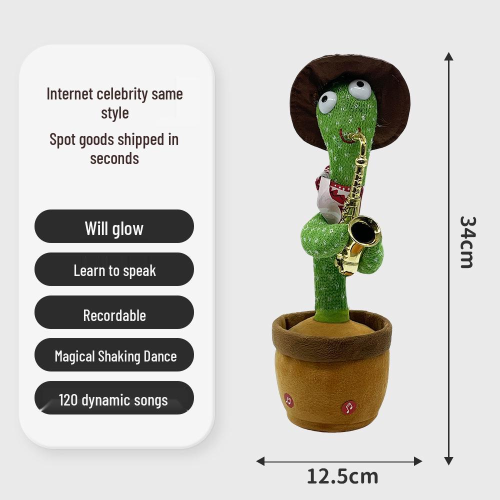 Talking & Dancing Cactus Toy - Wobbly Plush Doll Gift for Kids