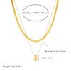 Gold Plated Layered Herringbone Chain Teardrop Pendant Necklace