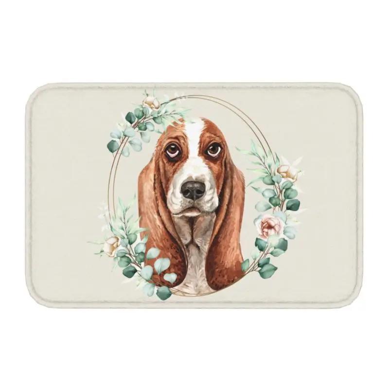 Custom West Highland White Terrier Dog In Floral Gold Wreath Doormat Non-Slip Entrance Door Floor Mat Garage Rug Carpet Footpad