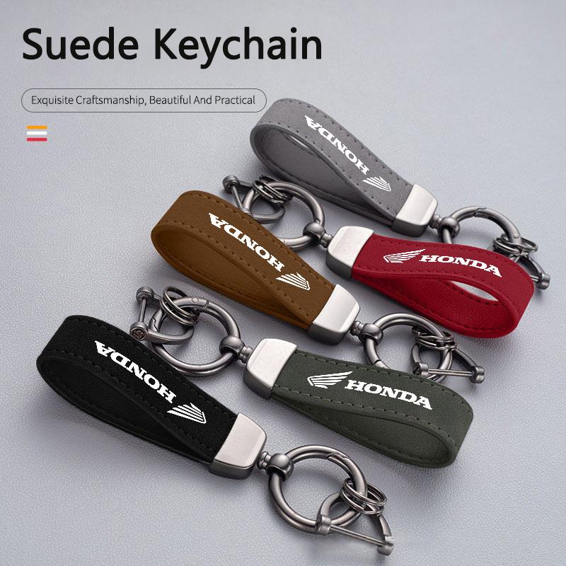 For Honda CB CB400 CB650F CBF Africa Twin CRF1100L CRF 1100 Suede Motorcycle Logo Keychain Keyring Key Chain Lanyard Accessories XK6