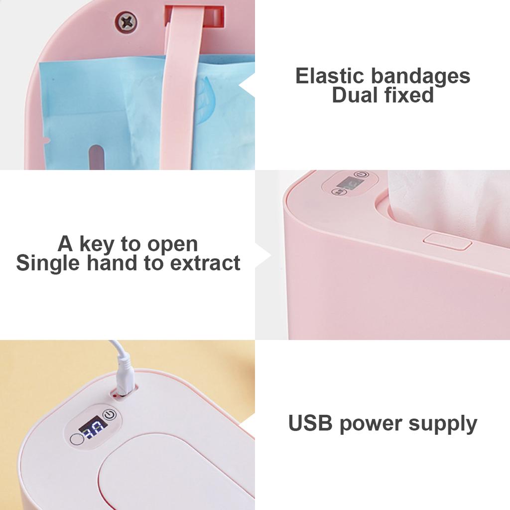 USB Baby Wipe Warmer Large Capacity Smart Baby Wipe Heater with LED Display 3 Mode 40-60 °C Adjustable Wipes Warmer Dispenser