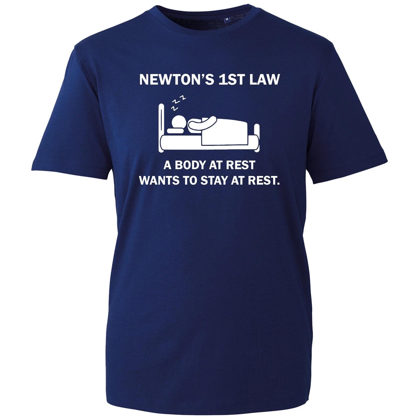 Newton s 1st Law T-shirt A Body At Rest Sleeping Lover Top Unisex Men s Gift Tee S