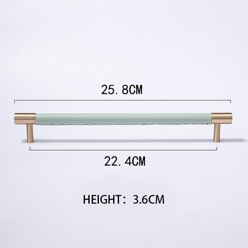 Nordic Style Simple PU Leather + Brass Door Drawer Double Hole Cabinet Handle Kitchen Cupboard Door Pulls Furniture Handle