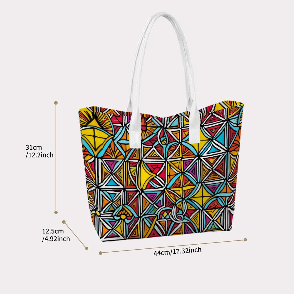 Colorful Geometric Print Tote Bag Large Capacity Daily Casual Shoulder Bag for Women Shopping Travel