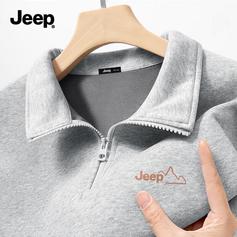 JEEP Men's Fleece-Lined Stand Collar Half-Zip Sweatshirt