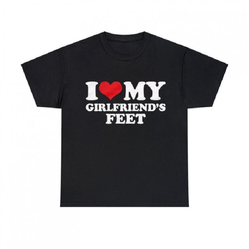 I Love My Girlfriend's T-shirt, Men's T-shirt, Summer Products, Casual and Fashionable, Suitabl