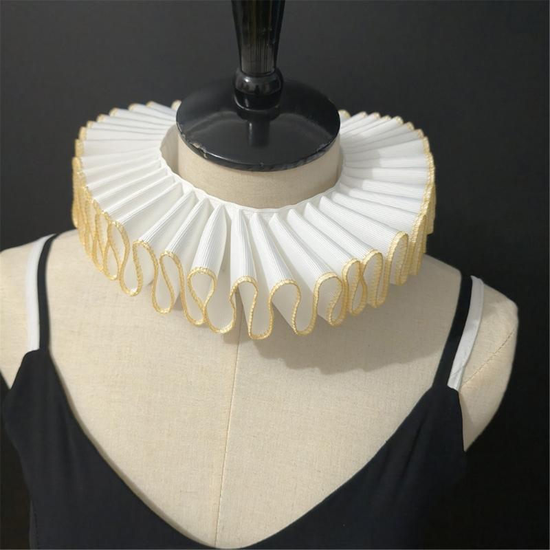 Comfortable Ribbon Faux Collar Colonial Clown Choker Neck Collar Ideal for School Uniforms Performances and Parties