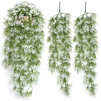 Artificial White Gypsophila Small Flowers Fake Plants Vines Home Garden Decor Hanging for Room Wedding Wall Garland Decoration