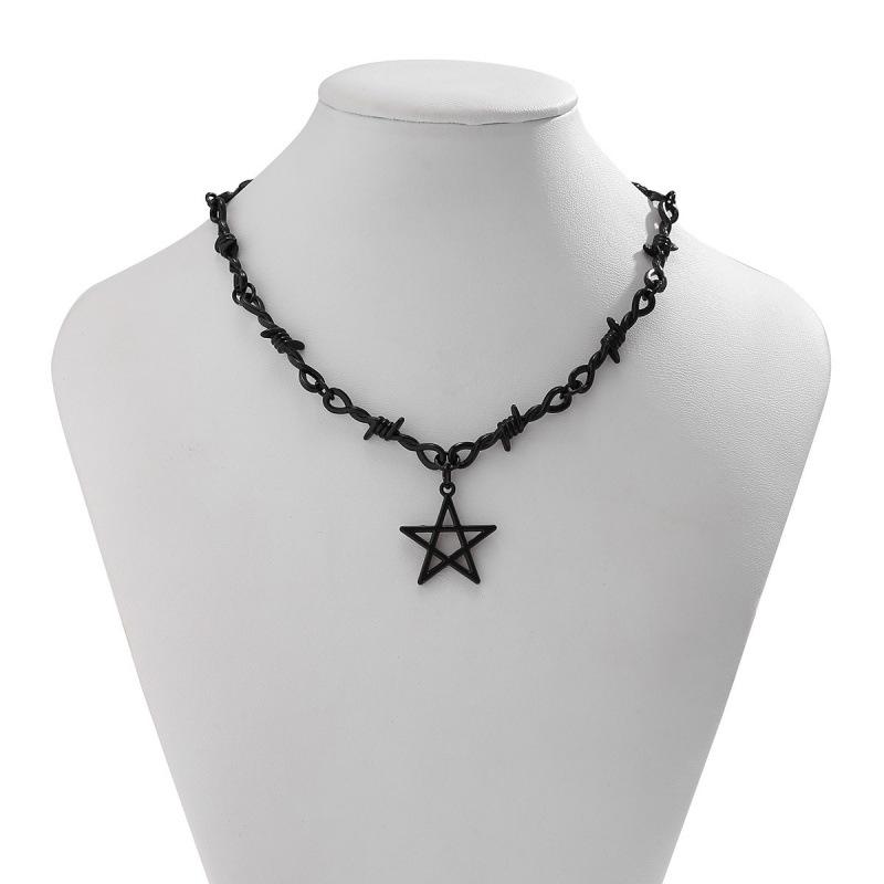 Scharfe Stern-Anhänger-Halskette für Damen: Kühne Subkultur Schlüsselbein-Kette mit Dornen-Design.