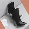 Damen kurze Stiefel mit hohen Absätzen, sexy, europäischer und amerikanischer Stil, spitz zulaufend, dünner Absatz, große, einfarbige kurze Stiefel