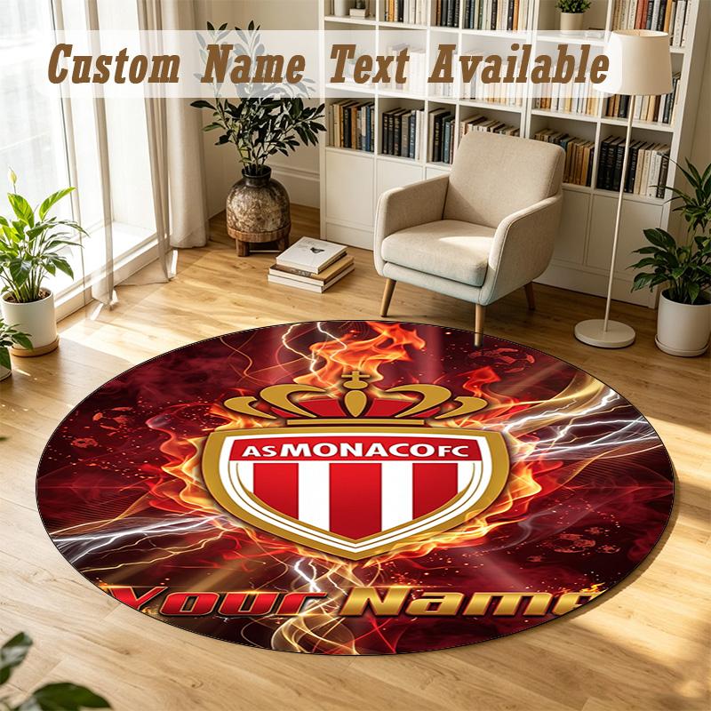 Round Rug Custom NameMonaco FC Pattern Non Slip Carpet Home Floor Decor