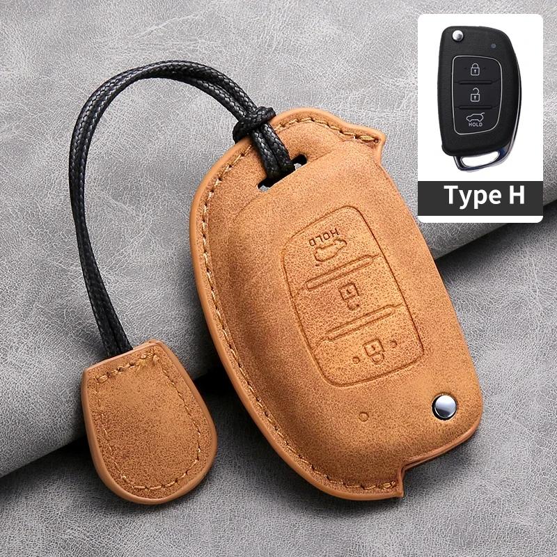 Leather Car Flip Key Case Cover for Hyundai Grand I10 2023 I20 I30 IX35 IX45 HB20 Elantra Solaris Sonata Santa Fe Sport Tucson