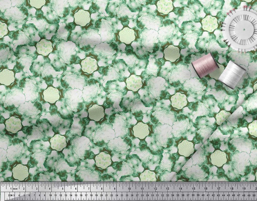 Soimoi Green Poly Crepe Fabric Animals Tie-Dye Print Fabric by Metre 42 Inch