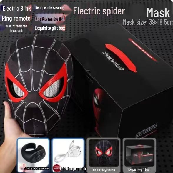 Electrically Blinking Spider-Man Mask with Light-Up Eyes - Perfect for Christmas Cosplay