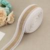2Meter/Lot 25mm Natural Jute Burlap Hessian Lace Ribbon with White Lace Trim Edge Rustic Vintage Wedding Centerpieces Decor