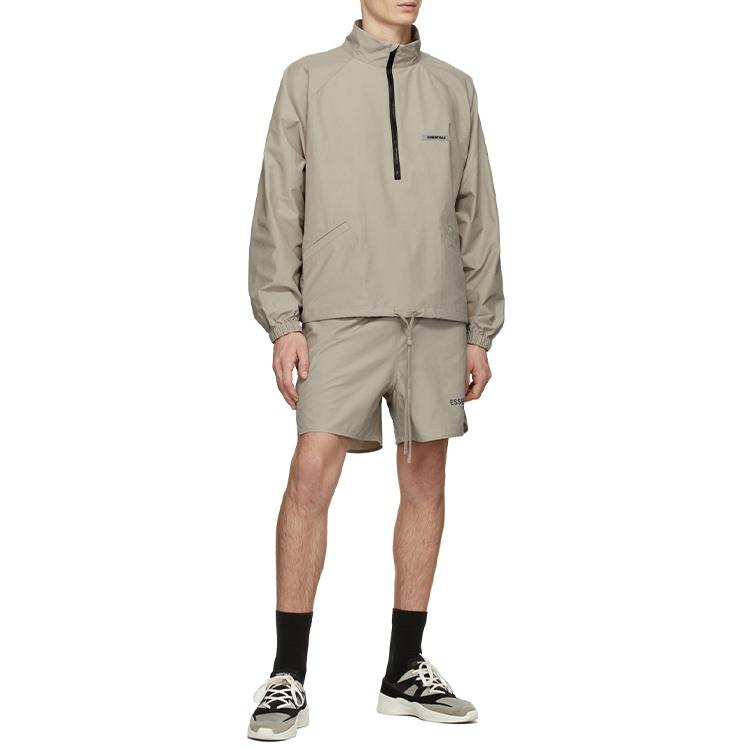 Fear of God Essentials Half-Zip Track Jacket with Raglan Sleeves and Stand Collar Unisex Outerwear Moss FOG-FW20-188